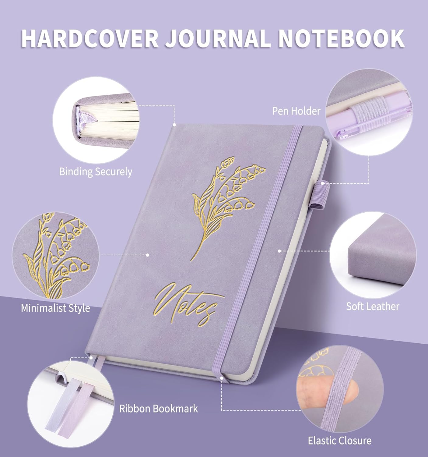 Lined Journal Notebook for Women Men, A5 Hardcover Leather Journals for Writing, 200 Pages Thick Paper, Daily Journal Notebook for Work, School, Note Taking, Business, Travel, College Ruled