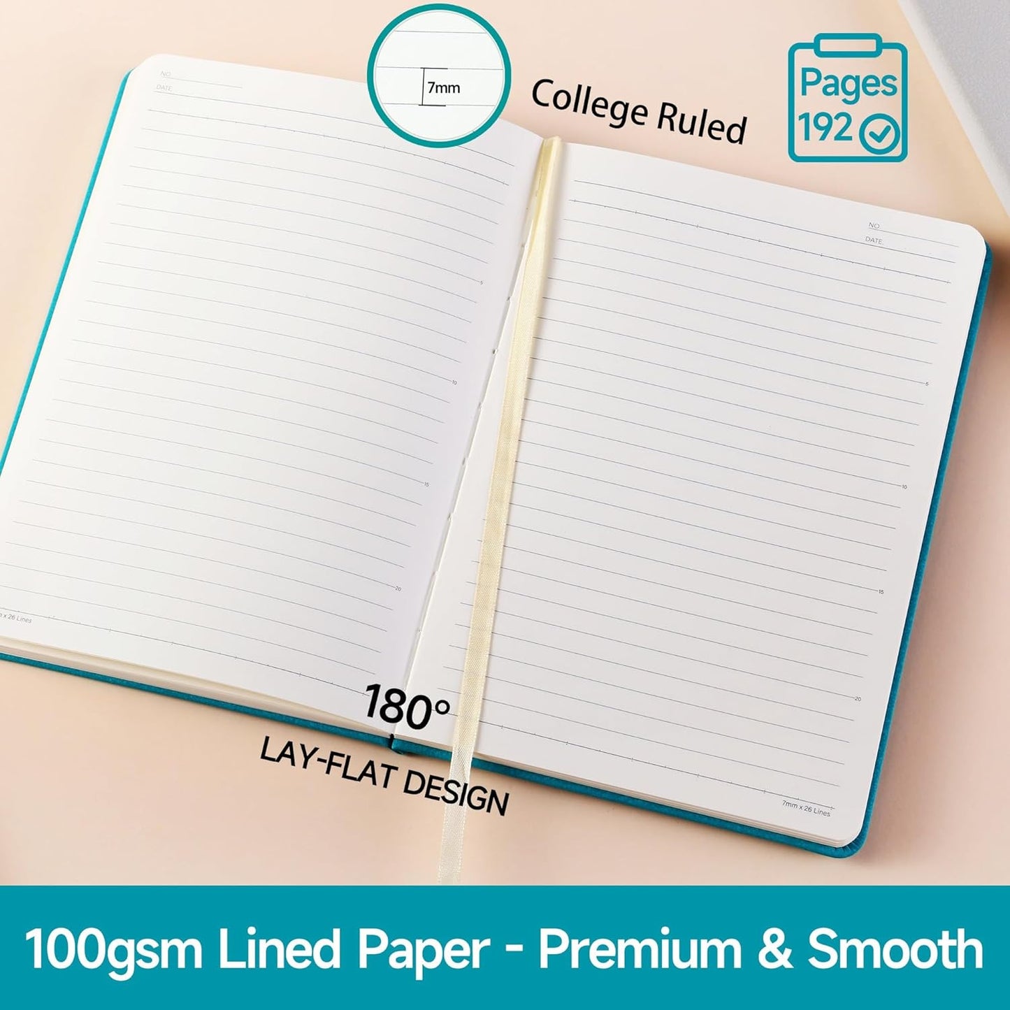 Lined Journal Notebook –A5 PU Leather Hardcover Notebook, 100gsm Thick Bleedproof Paper with Inner Pocket – 192Pages Lined Writing Journal for Students Women Note Taking - Terracotta Orange
