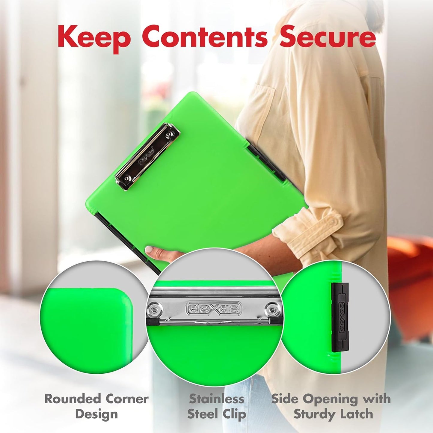 Dexas Slimcase 2 Plastic Clipboard with Storage and Side Opening, Black, Office Supplies Clipboards to Organize, Carry and Store, A4 Holder, Style and Functionality Nursing Clipboards