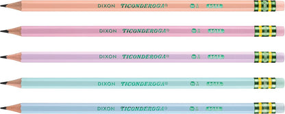 Ticonderoga Wooden Pencils, Pre-Sharpened, 2 HB Soft, Pastel Colors, 18 Count