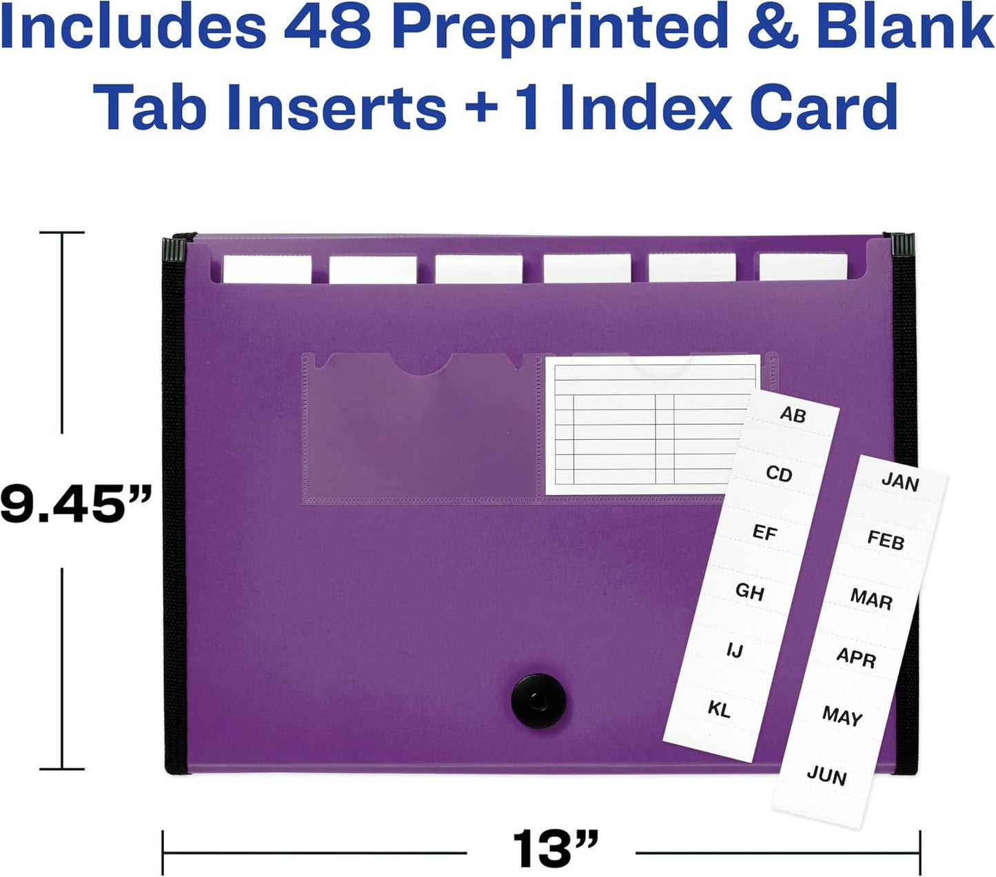 Avery Expanding File Folder Organizer, 7-Pocket Accordion File Organizer, Plum, Holds 425 Letter/A4-Size Sheets (73552)