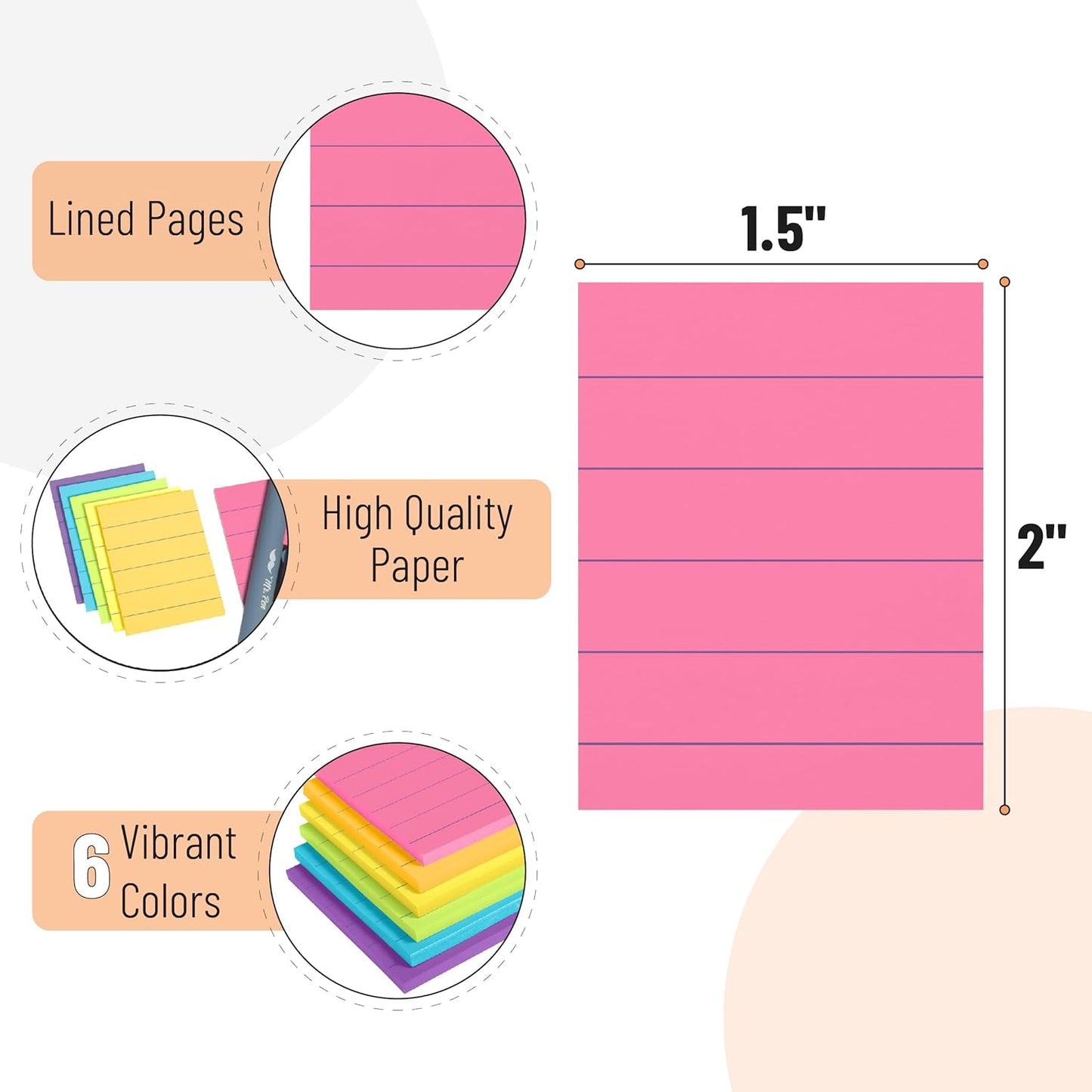 Mr. Pen- Lined Sticky Notes, 3" x 3", 12 Pads, 60 Sheets/Pad, Morandi Color, Bulk Sticky Notes with Lines, Ruled Post Stickies, Memo Pads, Self-Stick Note Pad for Office, School, Home, Study