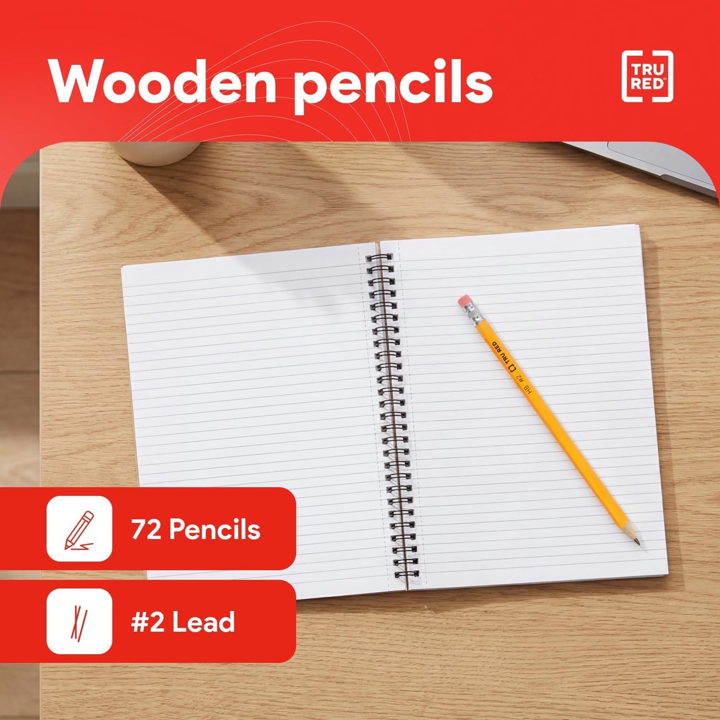 STAPLES Wooden Pencils, #2 Lead, Pre‑Sharpened, Yellow, 72 Pack – Classic Hex Pencils for School, Testing & Office Use