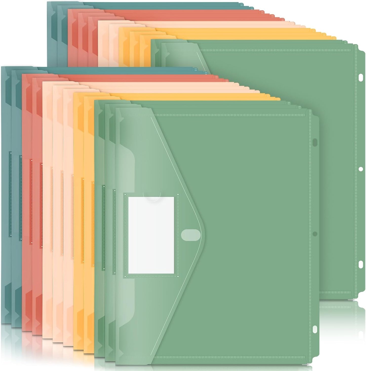 Forvencer Binder Pocket, 10 Pack Super Heavyweight Plastic Folders with Tight Closure, Binder Folders Side Loading, 3 Ring Binder Pocket, Binder Dividers with Pockets, Letter Size, Pastels Series