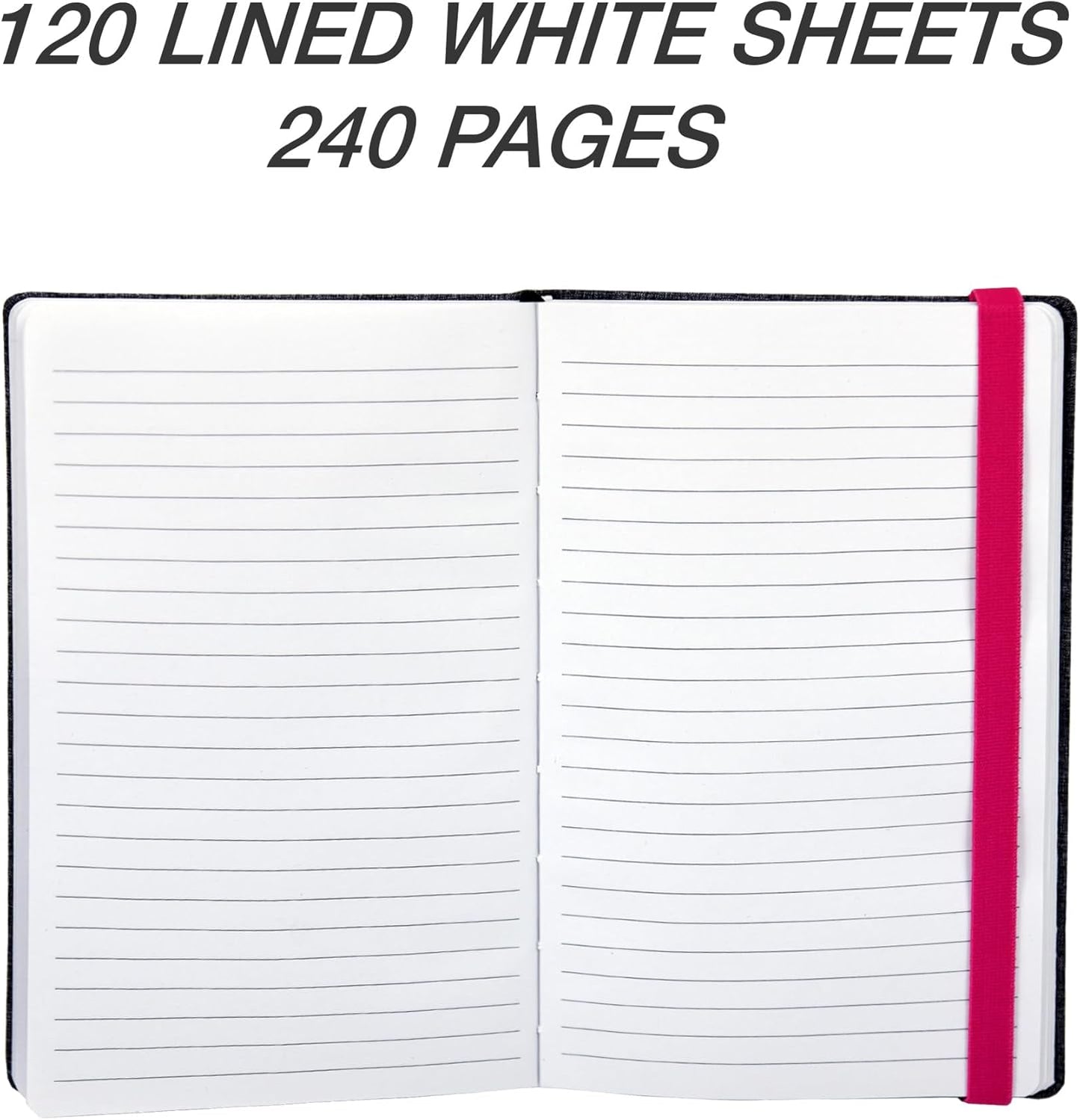 Samsill Large Hardcover Notebook, 240 Lined Notebook Pages, Black, 7.5 x 10 Inch