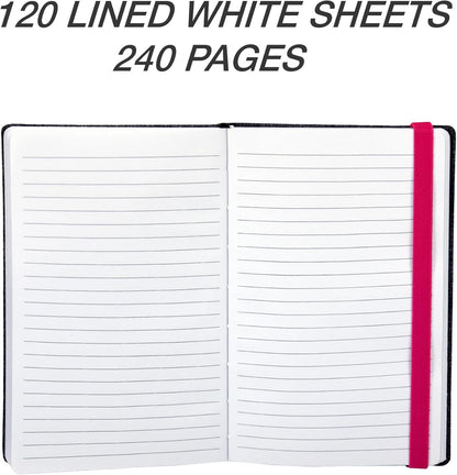 Samsill Large Hardcover Notebook, 240 Lined Notebook Pages, Black, 7.5 x 10 Inch