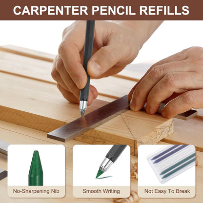PATIKIL 12Pcs 2.8mm Carpenter Pencil Lead Refills, Solid Dry Pencil Refills Break Resistant Lead Refill for Mechanical Carpenter Construction Pencils Art Drafting, Multicolor