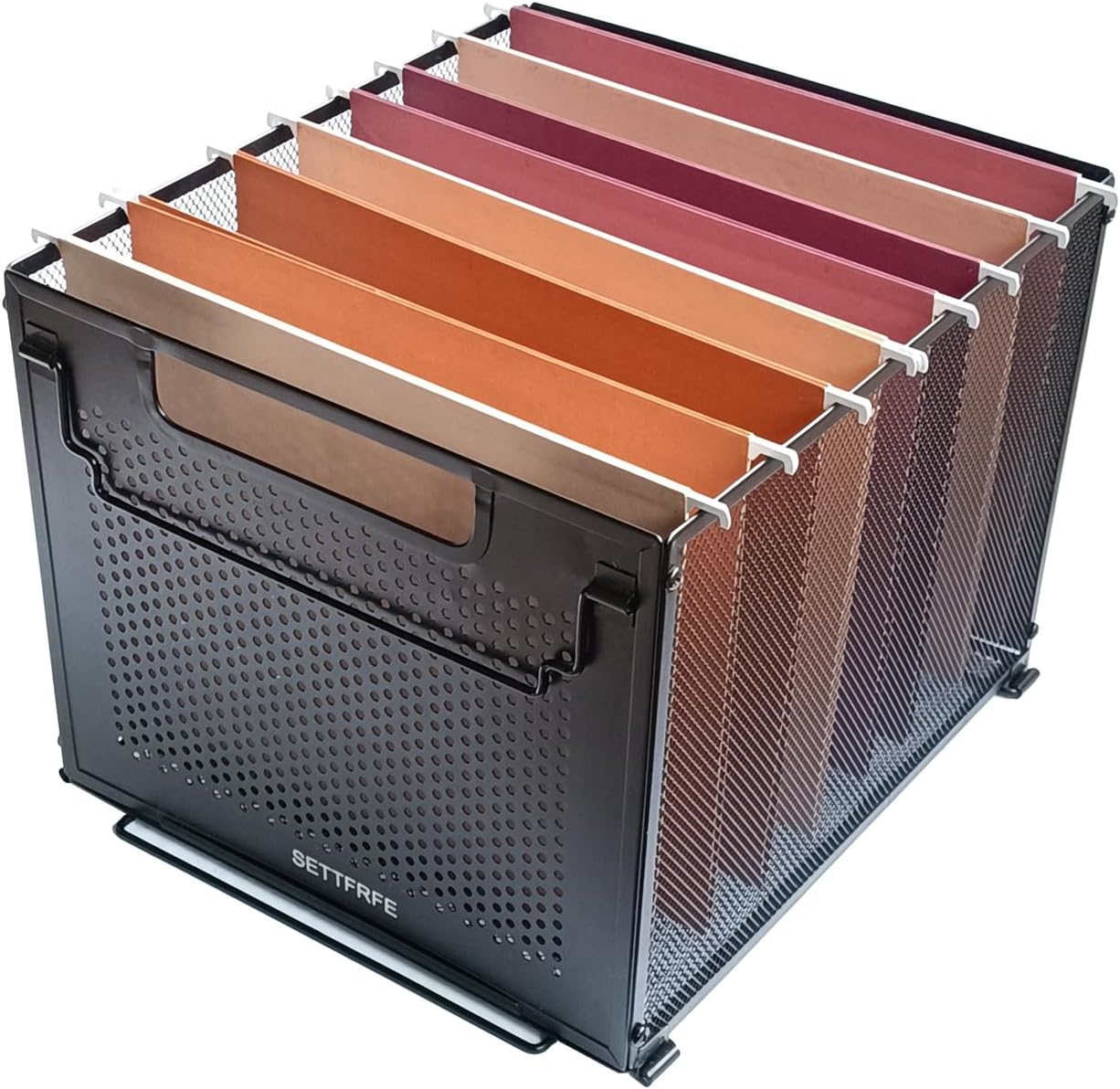 SETTFRFE Letter Size Metal Mesh Hanging File Folder Organizer Crate Basket, Black