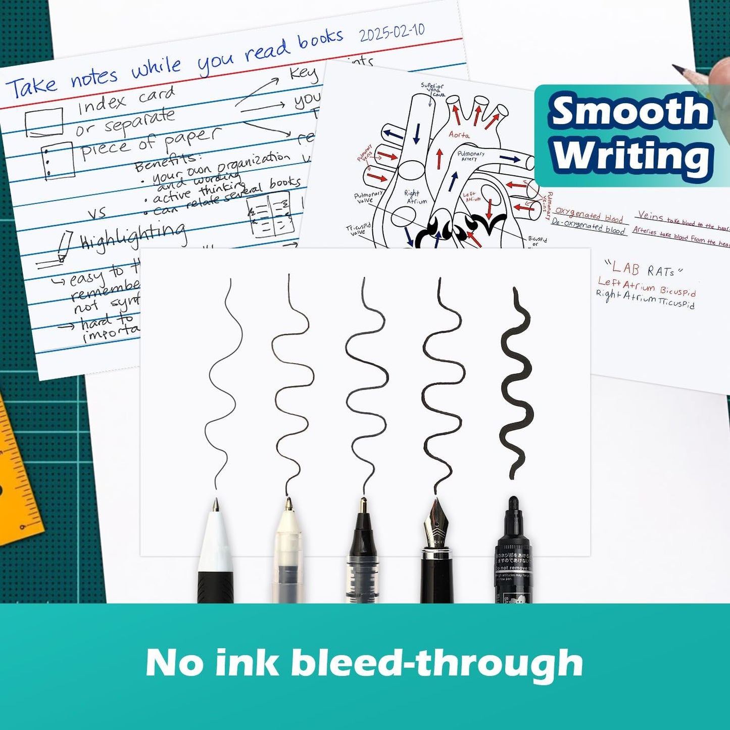Index Cards 4x6 Lined Ruled Flash Note Cards 4" x 6", White, 100 Count, 220 GSM Heavy Weight