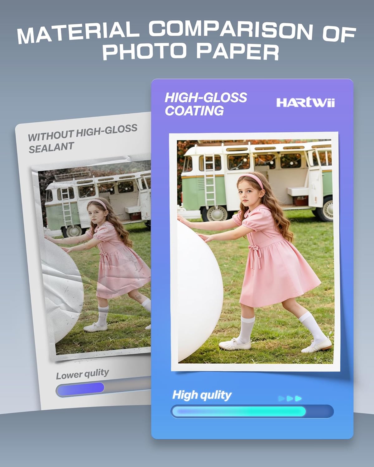 220 Sheets Photo Paper Glossy Inkjet 8.5x11 44lb 160Gsm A4 Letter Size Suitable for All Dye Ink Printers for Calendar Menu Brochure Paper Flyers Paper, Cards