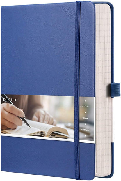 EMSHOI Graph Paper Notebook - 256 Pages A5 Graph Notebook/Journal, Hard Cover, 120gsm Thick Paper, Smooth PU Leather, Inner Pocket, 5.75'' × 8.38''-Black