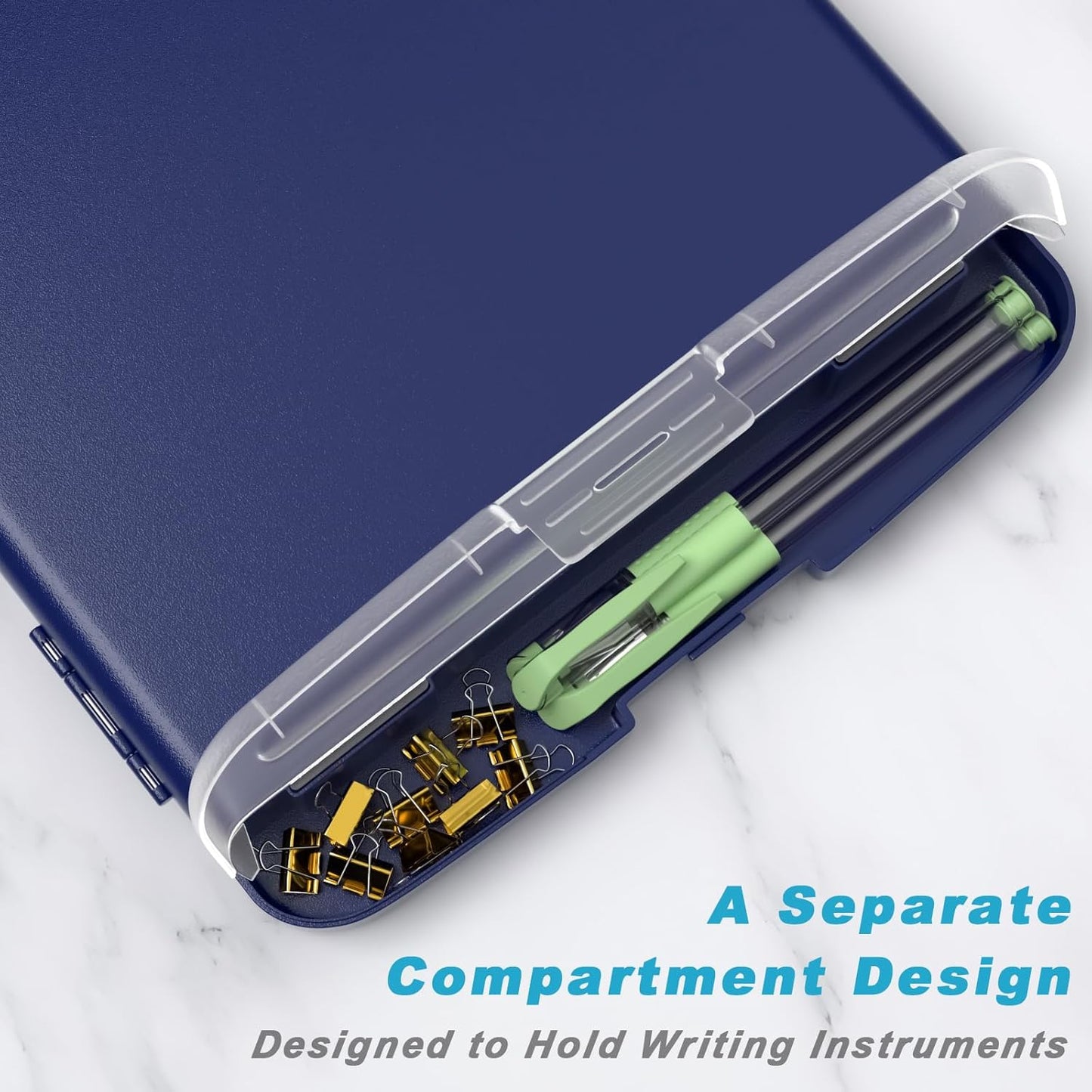 Rimilak Plastic Clipboard with Storage, 8.5 x 11 High Capacity Folio Nursing Case with Pen Holder, Size 14.2 x 9.6 x 1.2″ Folder Side-Opening for Classroom, Teacher, Smooth Writing, Dark Green