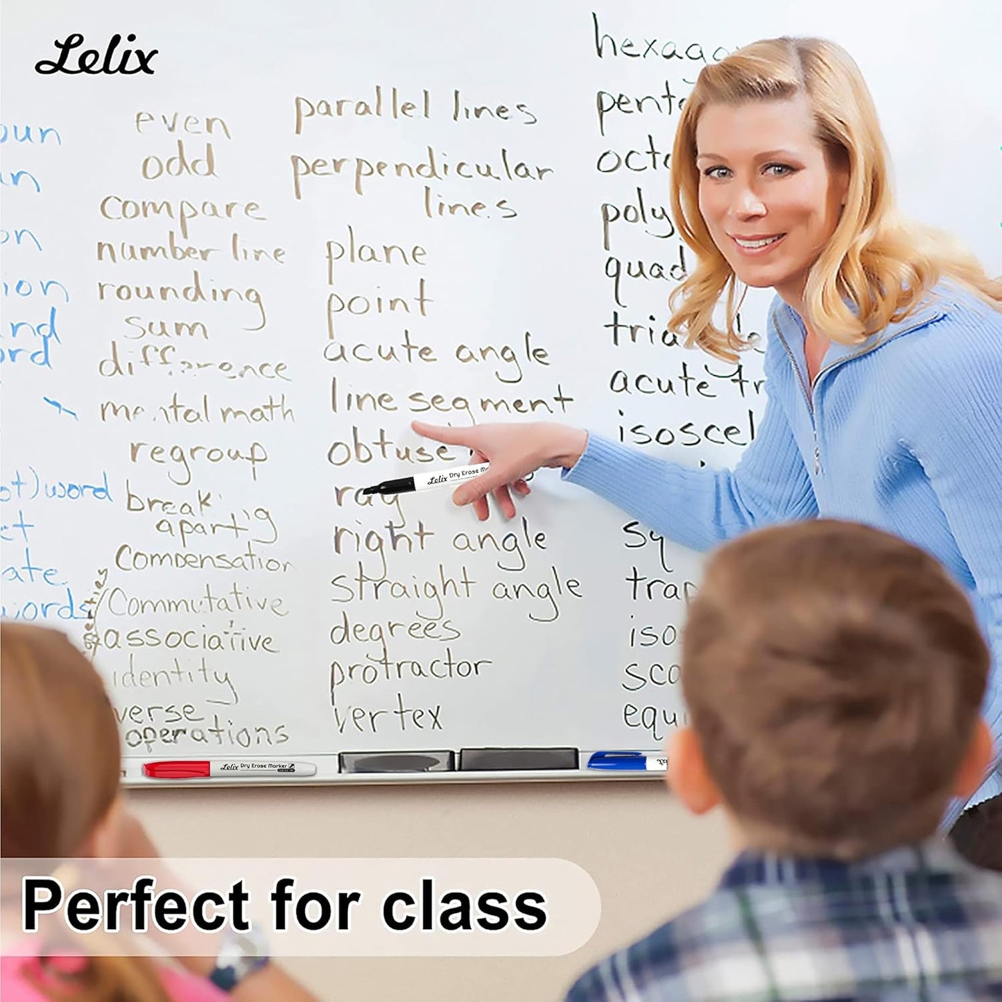 Lelix 42 Pack Black Dry Erase Markers Chisel Tip, Bulk Whiteboard Markers for School, Office Supplies, Perfect for Writing on White Board, Mirror,Calender