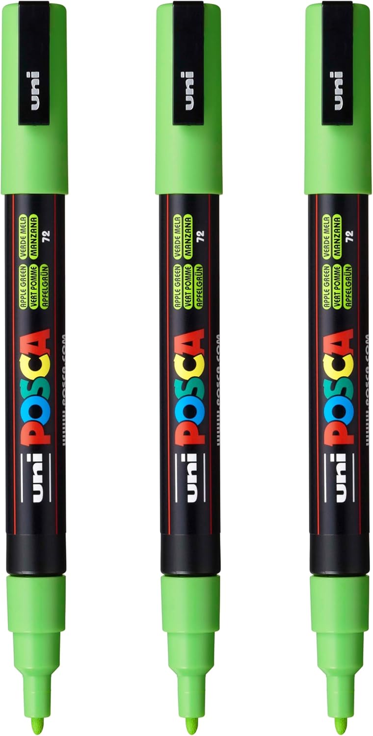 posca PC-3M Water-Based Paint Markers, Reversible Fine Tip (0.9-1.3mm), Pink, 3 Count