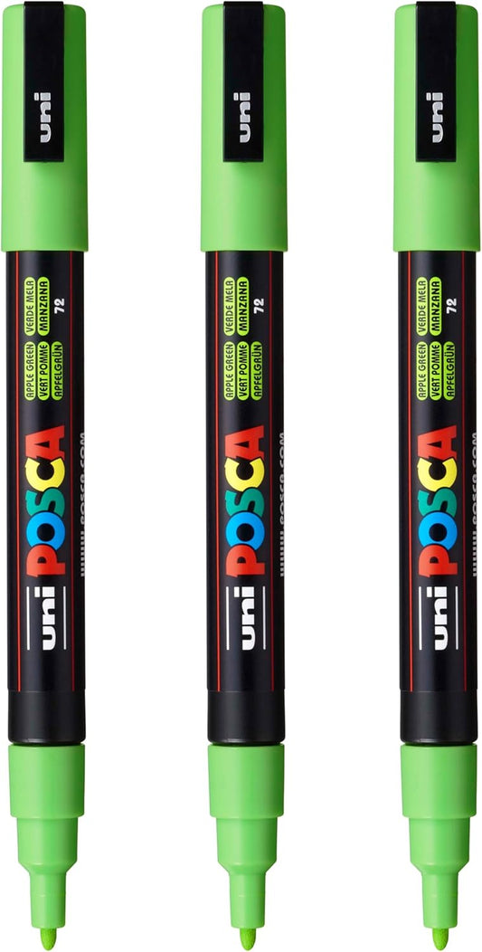 posca PC-3M Water-Based Paint Markers, Reversible Fine Tip (0.9-1.3mm), Pink, 3 Count