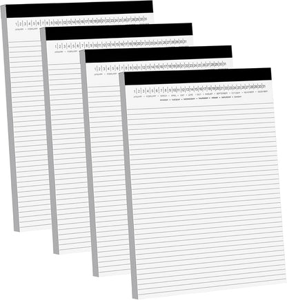 6 Pack Legal Pads 8.5" x 11" Note Pads with Date on Top, 50 Sheets Lined Paper Writing Pads, Narrow Ruled White Notepad Notebook for Office Business School College Supplies