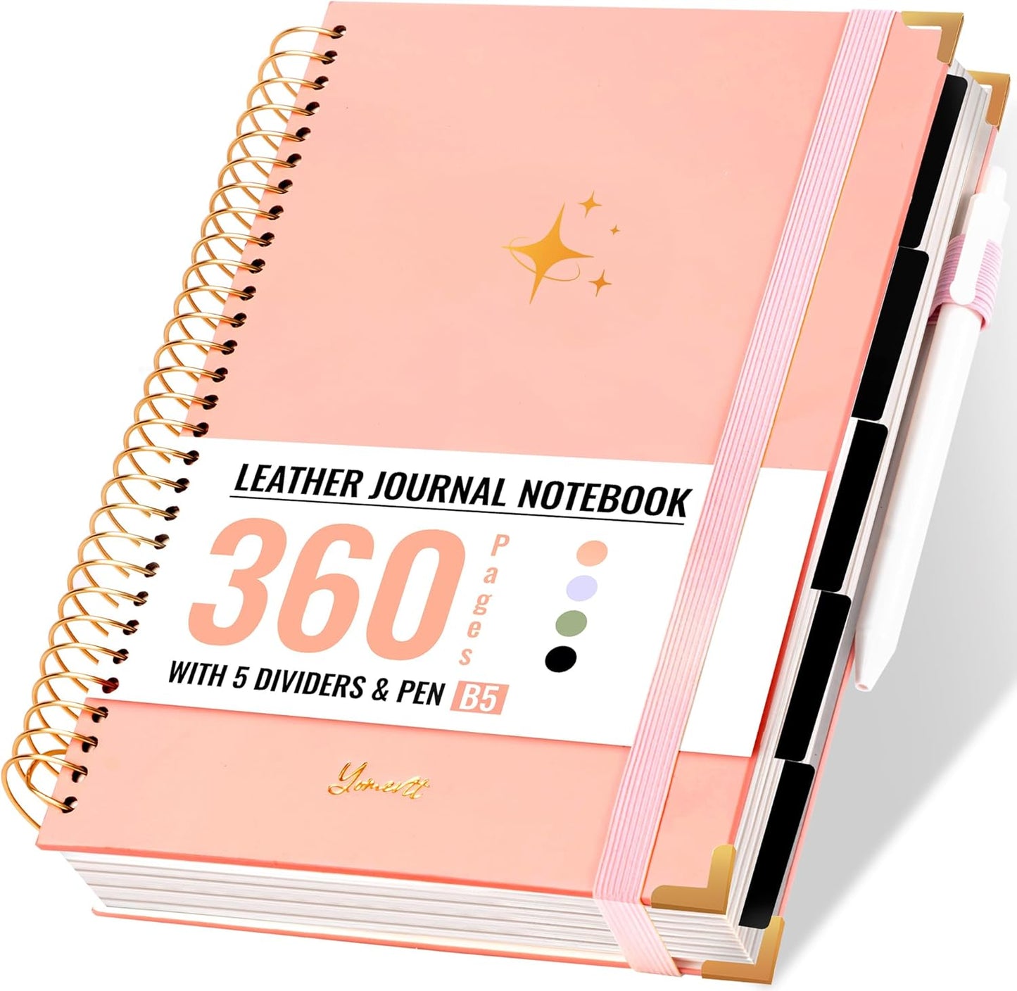 Hardcover Spiral Notebook with Tabs 8"x10" Large Spiral Lined Journals for Women with Dividers 240 Pages College Ruled Composition Notebook 5 Subject Notebook for Work, Back to School, Gifts, Purple