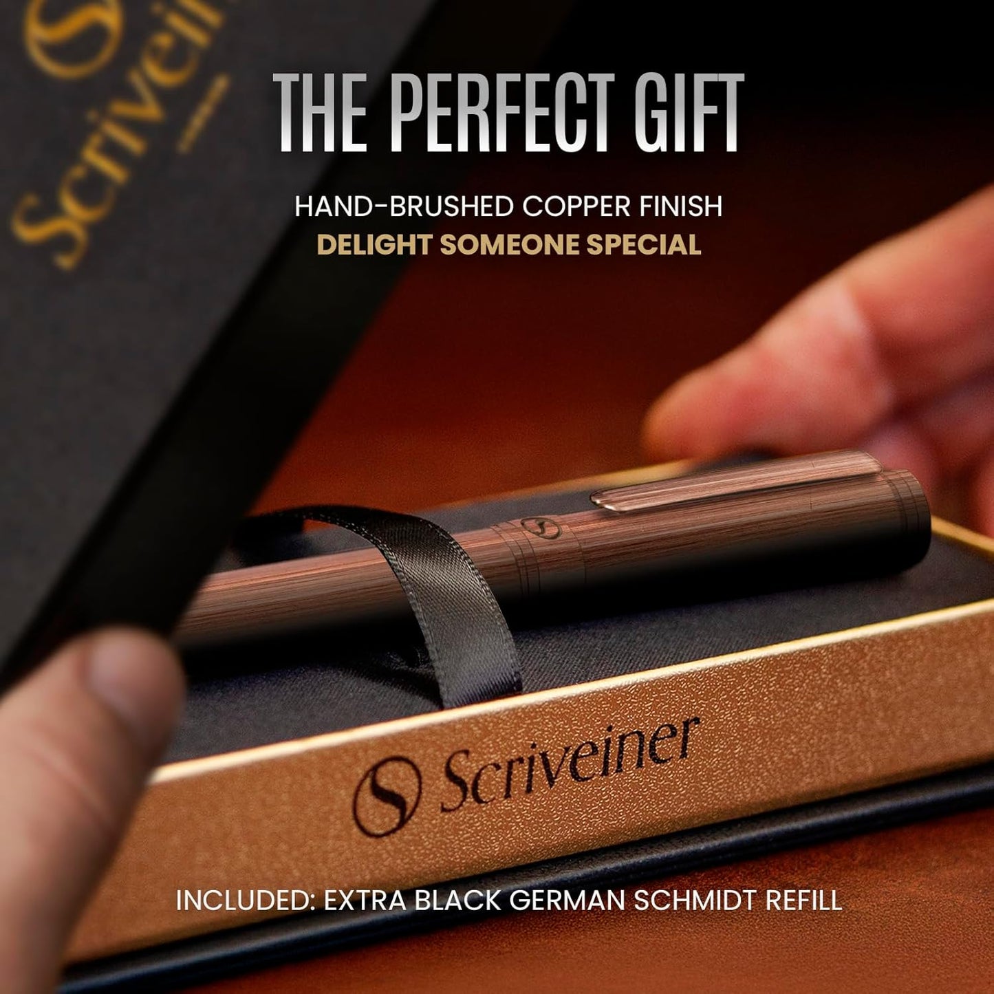 Scriveiner Midnight Blue Rollerball Pen - Stunning Blue Lacquer Luxury Pen, Chrome Finish, Schmidt Ink Refills, Men & Women, Professional, Executive Office, Nice Pen