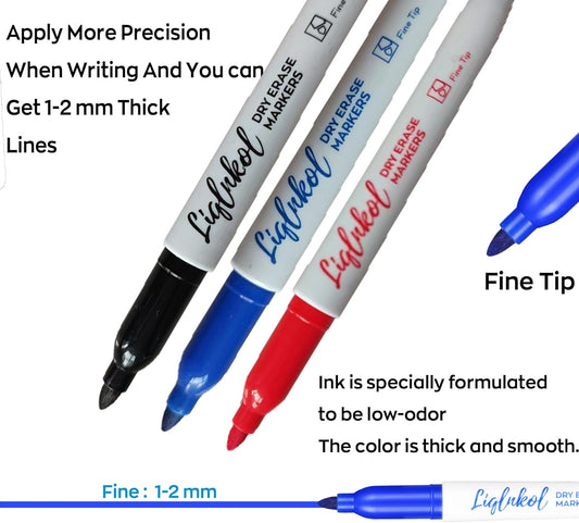 Fine Tip Dry Erase Markers 160 Pack Bulk, Black Red Blue Markers (80/40/40), Low Odor Perfect for Writing on Glass or Home School Office