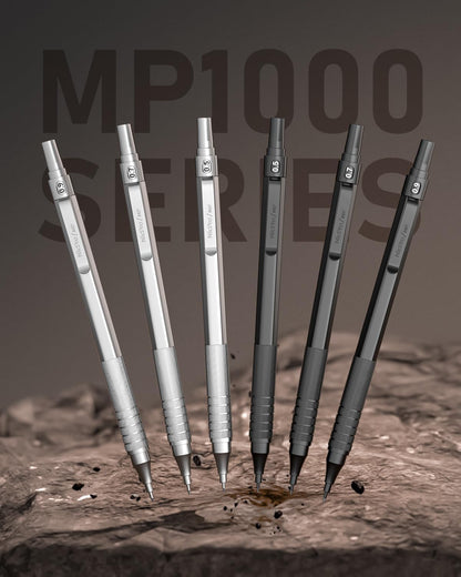 Nicpro 0.5 mm Mechanical Pencils Set with Case, 3 Metal Artist Pencil With 480PCS HB Lead Refills, 3 Erasers,9 Eraser Refills For Architect Art Writing Drafting, Drawing, Engineering, Sketching, Black