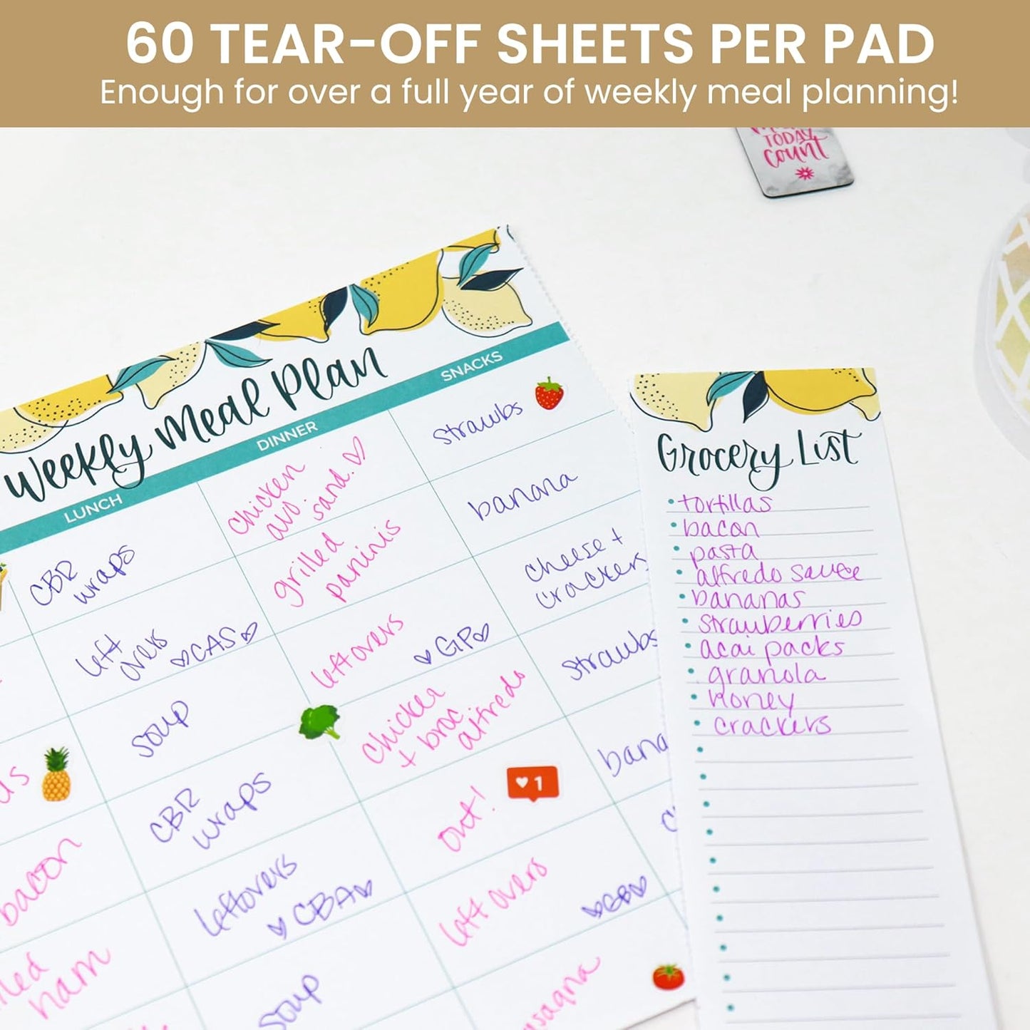 bloom daily planners Horizontal Weekly Tear-Off To Do List Planning Pad - Undated Notepad Organizer & Healthy Habit Tracker - 8.5” x 11” - Floral