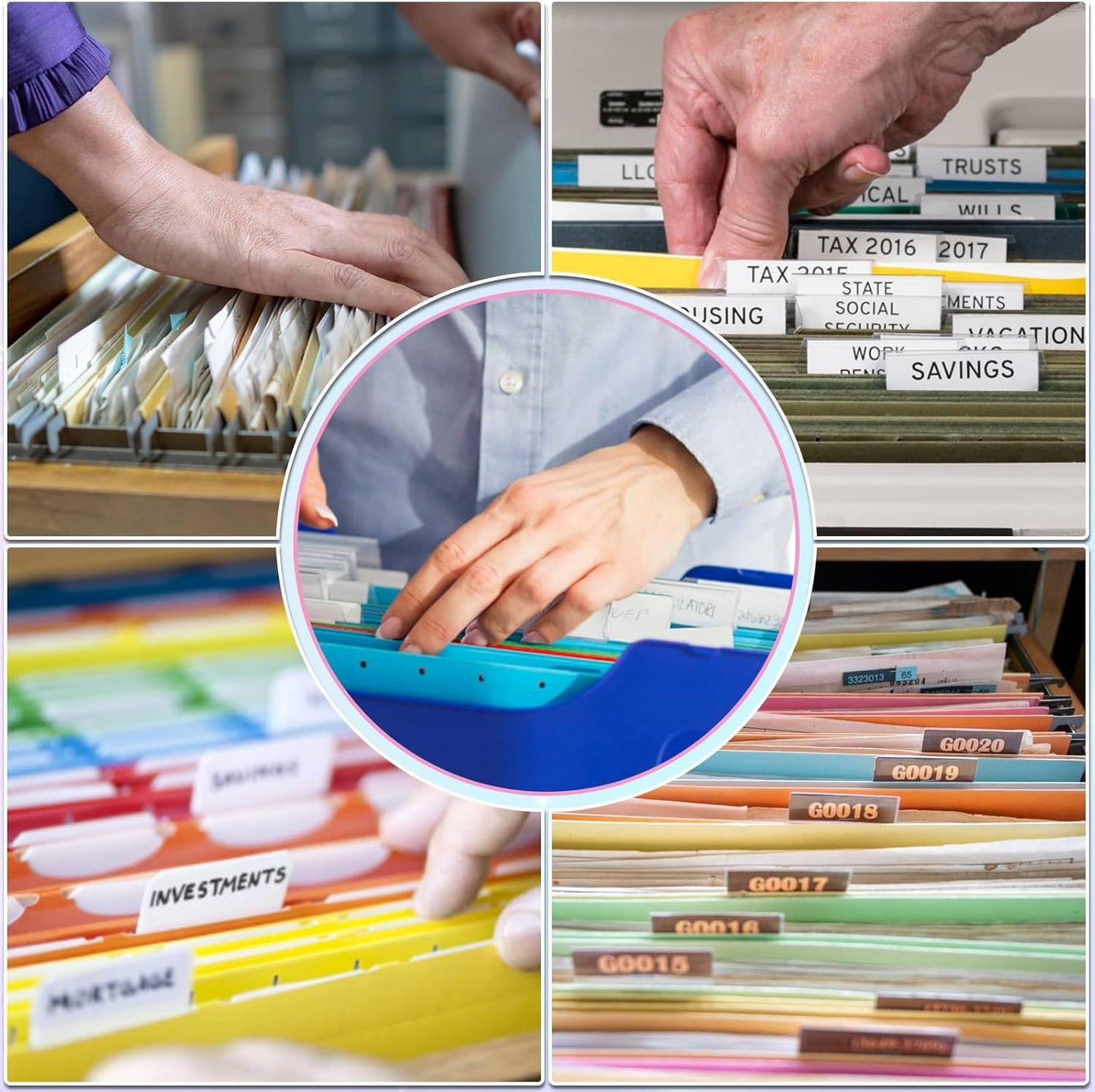 File Folder Tabs, Selizo 100 Sets Hanging File Folder Labels 2" Tabs and Inserts for Hanging Files