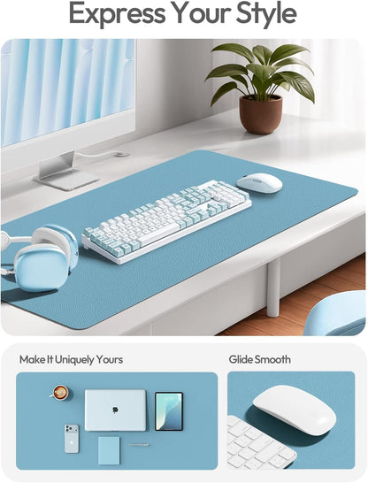 YSAGi Leather Desk Pad Protector, Large Mouse Pad, Non-Slip PU Leather Desk Blotter, Waterproof Writing Pad for Office and Home (31.5" x 15.8", Eggshell) - Colors A