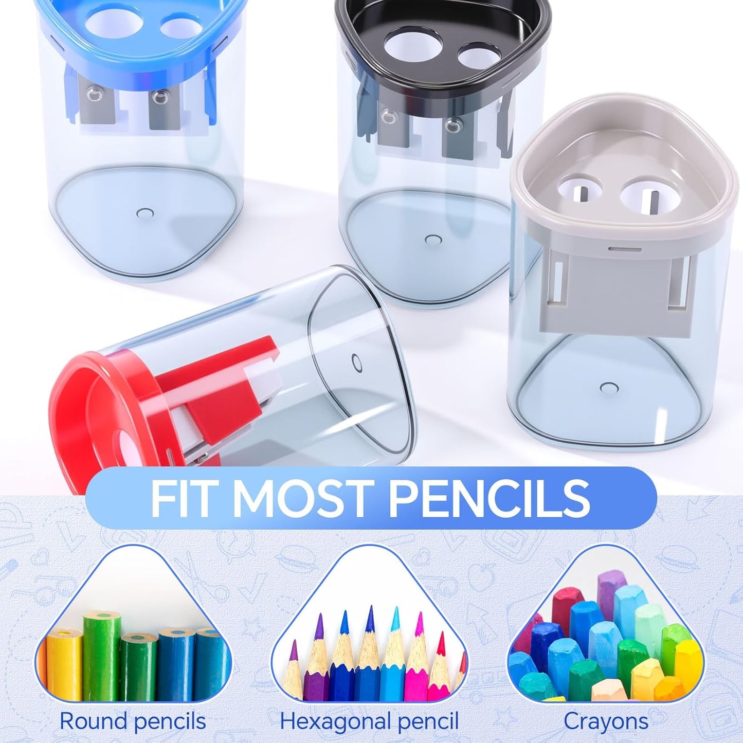 48 Pack Manual Pencil Sharpener Bulk Dual Hole Sharpeners for Standard and Large Sized Pencils Portable Handheld Design for Classroom Students Teachers Back to School Supplies Office Home Use
