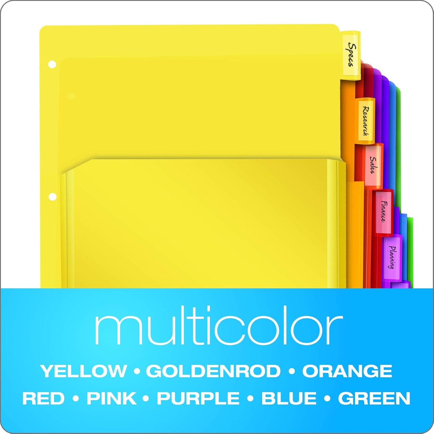 Oxford Binder Dividers with Pockets, 3 Pack, 5 Multicolor Tabs with Inserts, Pockets Expand 1/4", Flexible Lightweight Plastic Dividers for 3 Ring Binders