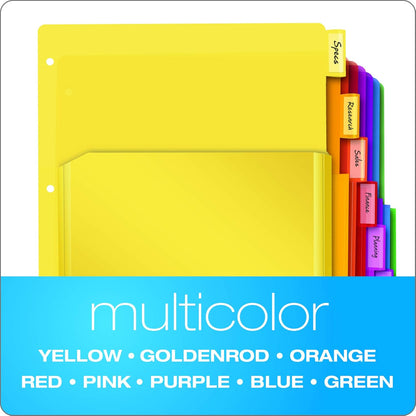 Oxford Binder Dividers with Pockets, 3 Pack, 5 Multicolor Tabs with Inserts, Pockets Expand 1/4", Flexible Lightweight Plastic Dividers for 3 Ring Binders