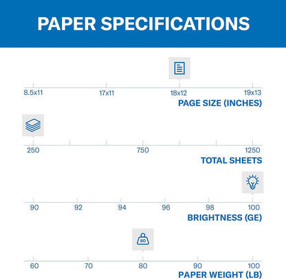 Hammermill Cardstock, Premium Color Copy, 80 lb, 17 x 11-1 Pack (250 Sheets) - 100 Bright, Made in the USA Card Stock, 120037R , White
