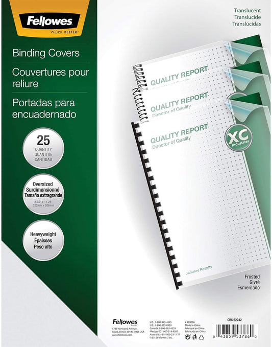 Fellowes Futura Premium Heavyweight Presentation Covers, Oversize, Frosted, 25 Pack (5224201)