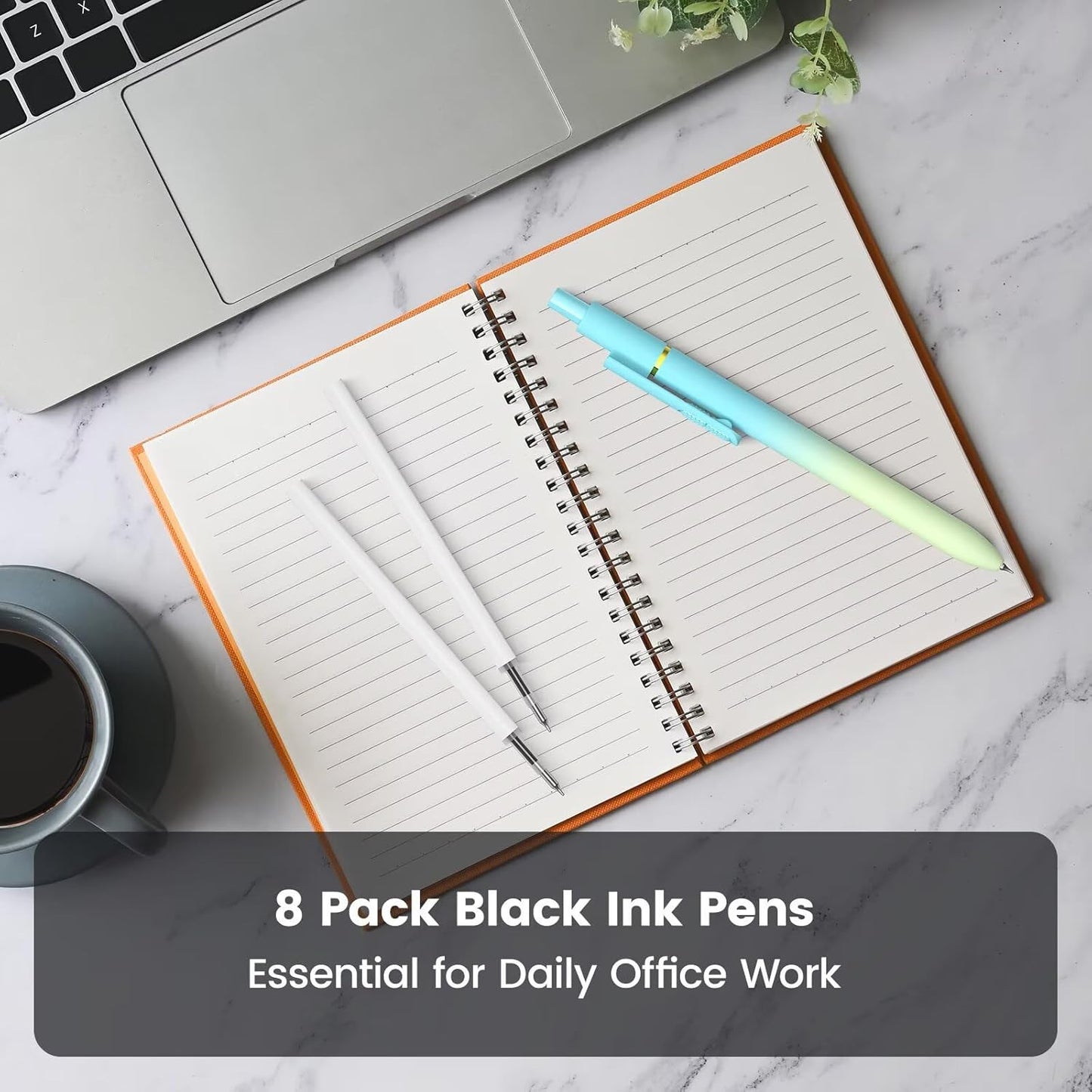 8Pcs Black Gel Pens - 0.7mm Medium Point Black Ink Pens | Smooth Writing - Quick Drying Retractable Pen for Men Women (Morandi - 8Pcs)
