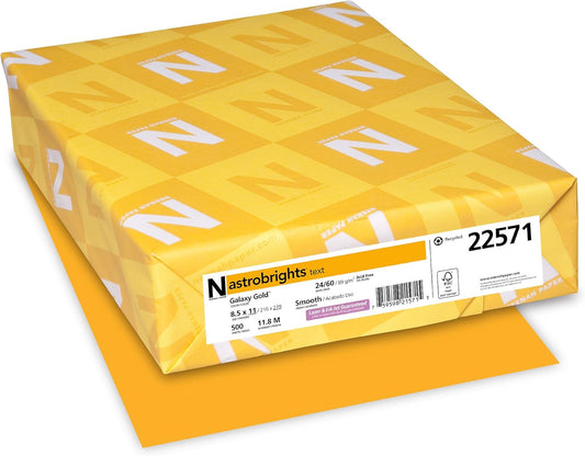 Neenah Astrobrights Premium Color Paper, 24 lb, 8.5 x 11 Inches, 500 Sheets, Galaxy Gold (22571)
