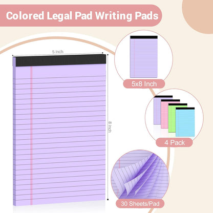 Legal Pads 8.5 x 14 Note Pads, 6 Pack Writing Pads Wide Ruled Notepads, Micro Perforated Notepad, Double-Side Printed Lined Paper Pads 30 Sheets per Notepad, White Legal Pads for Home, Office, School