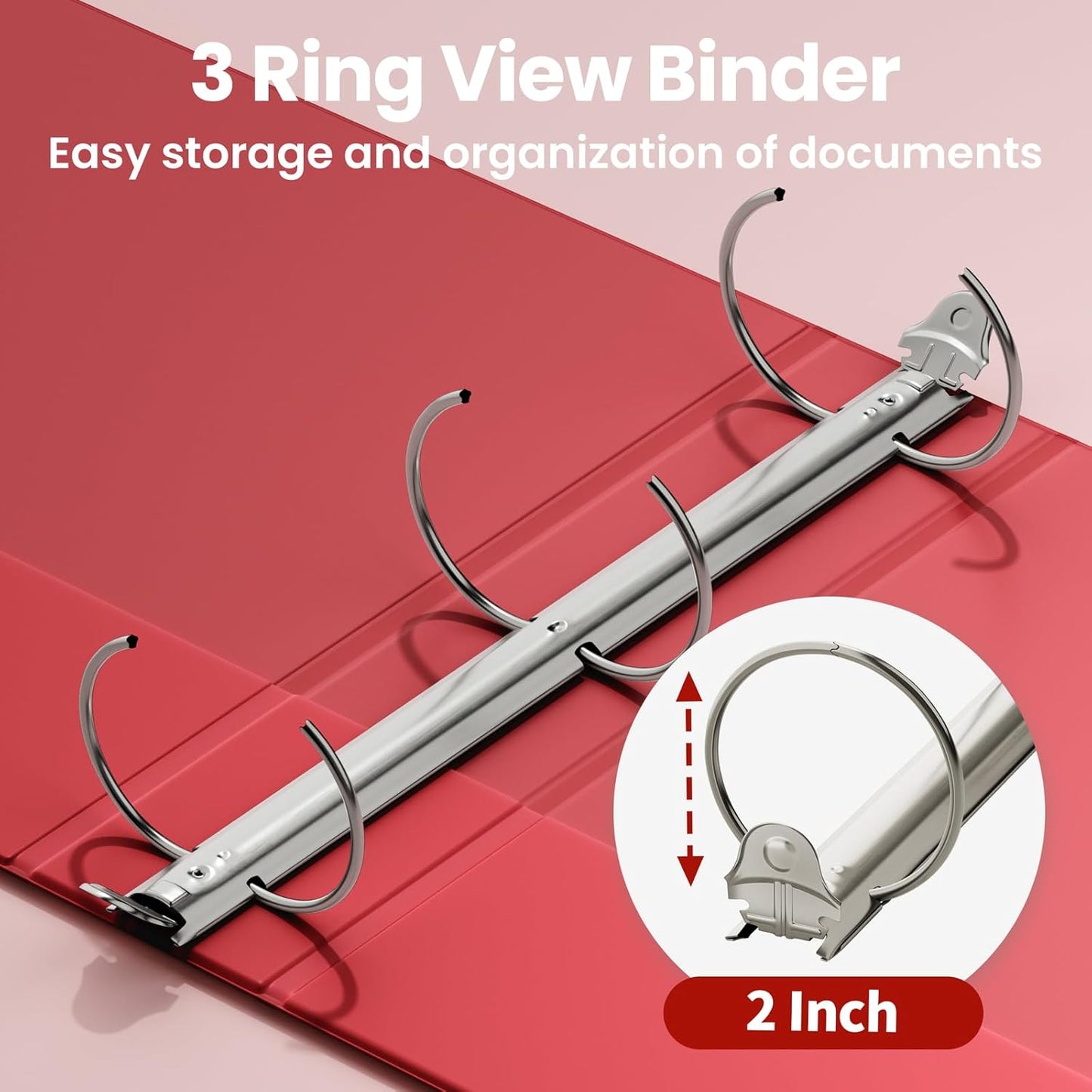 SUNEE 1/2 Inch Binders 3 Ring 10 Pack Bulk, PVC-Free Clear View Half Inch Binders (Fits 8.5x11 Inches) for School, Office & Home Use, White