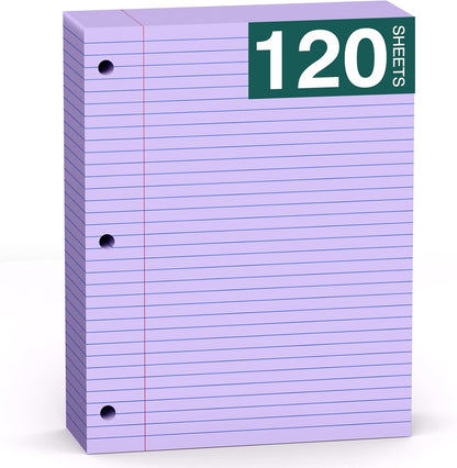 Note Pads 8 X 10.5 Loose Leaf Paper, 120Sheets, 3 Hole Punched Lined Paper, College Ruled 8 X 10.5 Notebooks, 10-1/2" X 8 Binder Writing Pads, Filler Paper For Engineering, Office, School Supplies