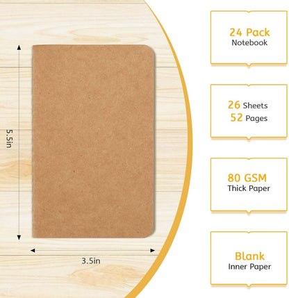 Oucaru 48PCS Pocket Notebook, 3.5" x 5.5", 8 Color, 52 Pages Blank Notebook Mini Notebook Journal, Small Notebook Memo Notepad for Students, Traveler, School Supplies