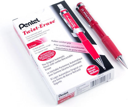 Pentel Twist-Erase III Mechanical Pencil, (0.7mm), Black Barrel, 12 Pack (QE517A)
