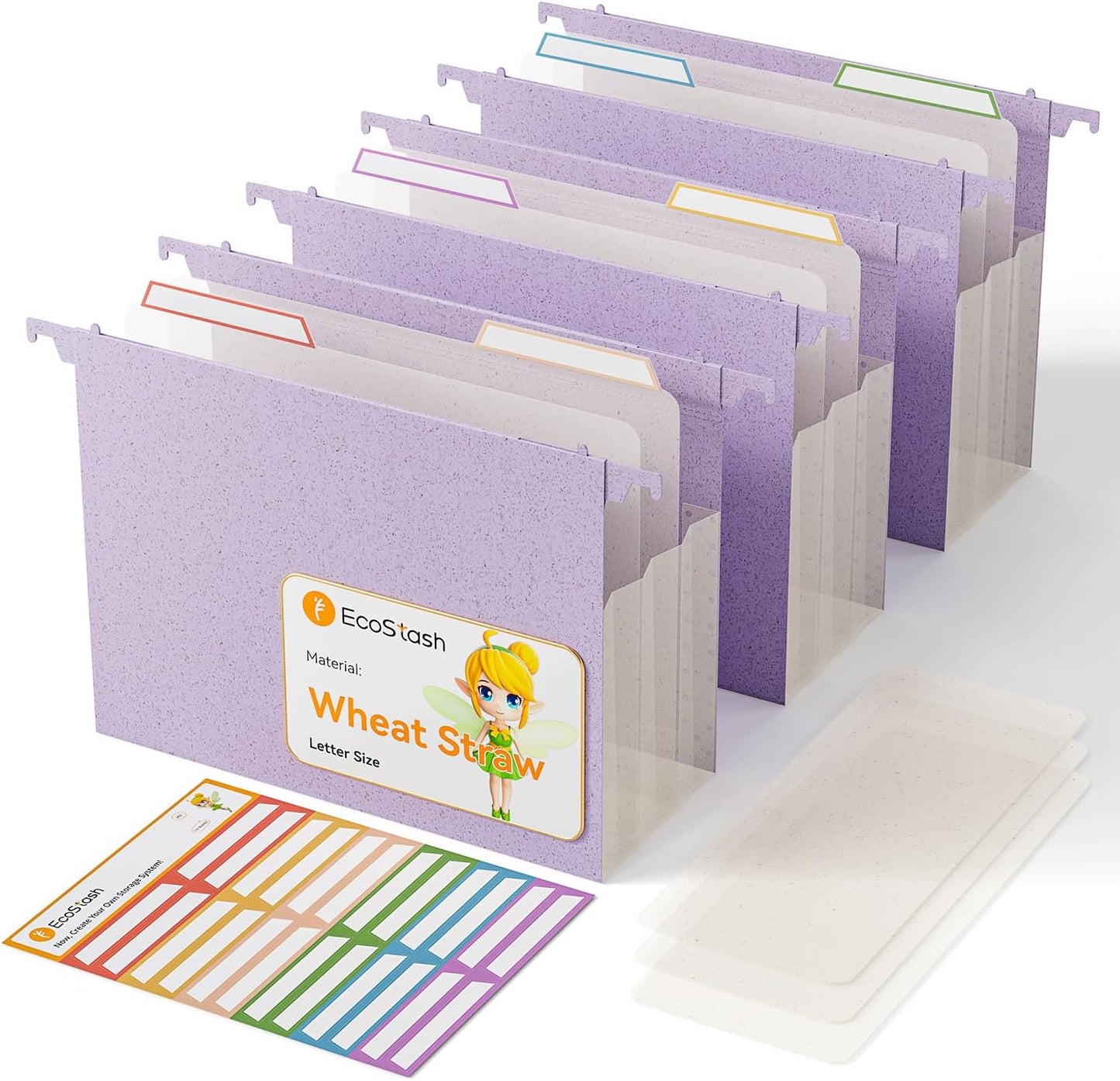 Extra Capacity Hanging File Folders, 3.15" Reinforced Wheat Straw Expanding Hanging Folder Letter Size, Heavy Duty for Filing Cabinets, File Organizer for Office & Home-Sky Blue-3 Packs