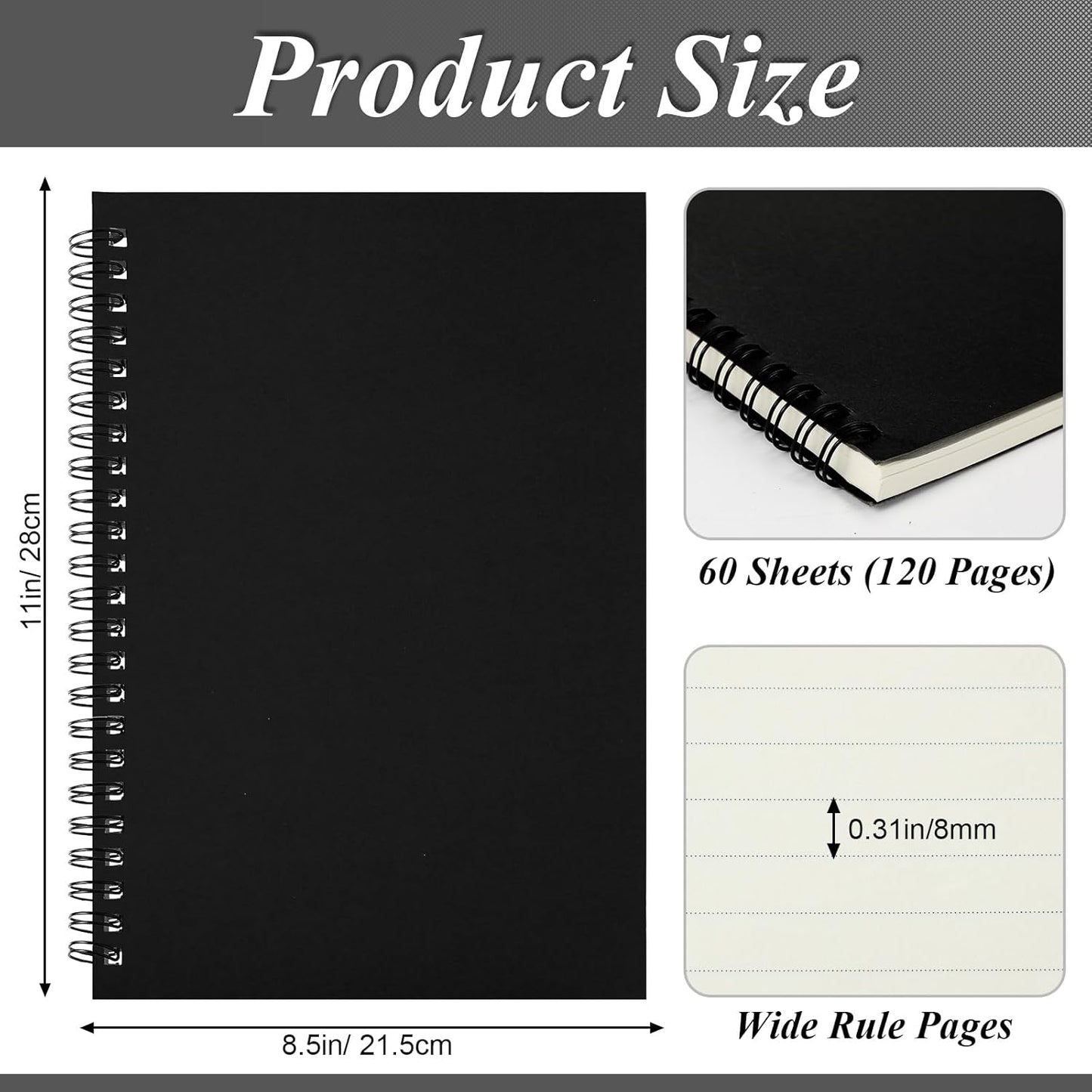 Leelosp 12 Pack Small Spiral Notebook Lined Spiral Journal College Ruled Notebook Wire Bound Kraft Cover, 120 Pages for Work (Multicolor,5.5 x 8.3 Inch)