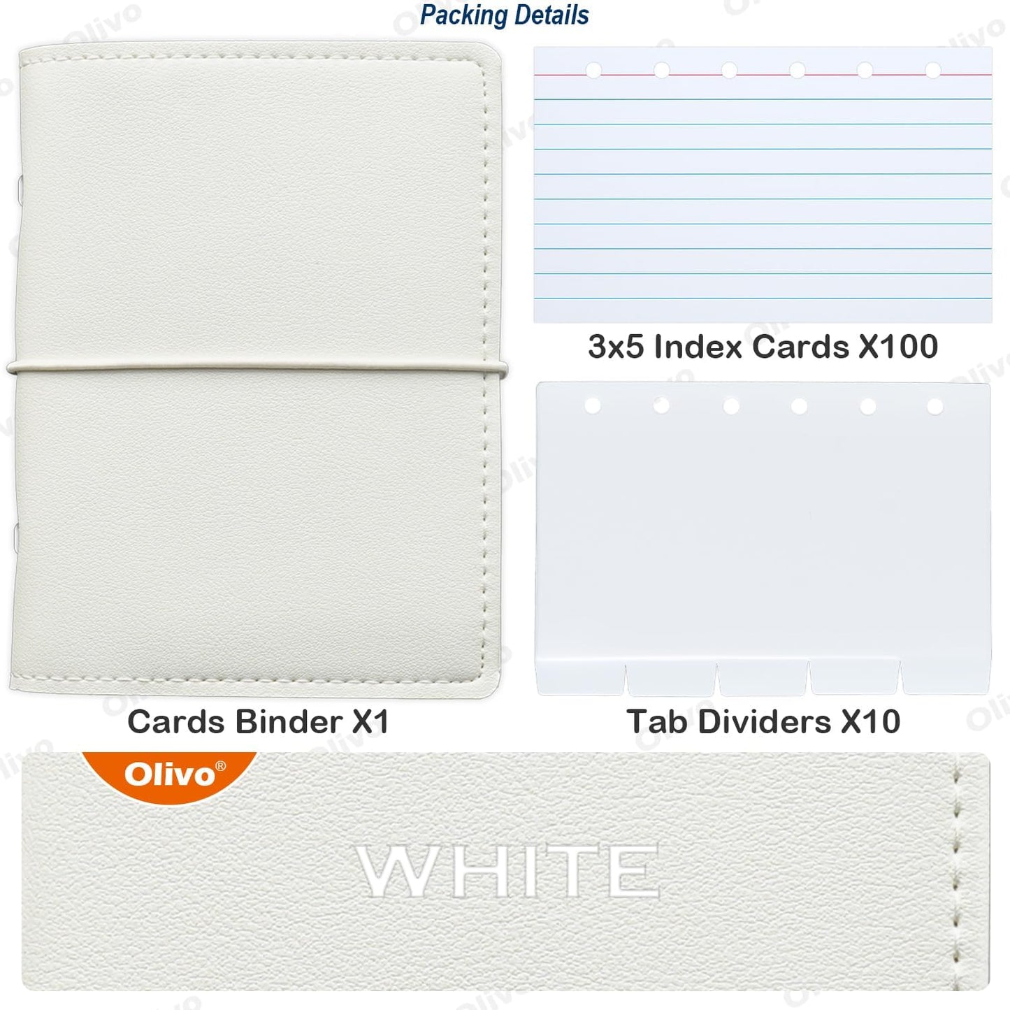 3x5 Lined Index Cards with Ring Binder Holder and Dividers, 100 Note Cards, Green