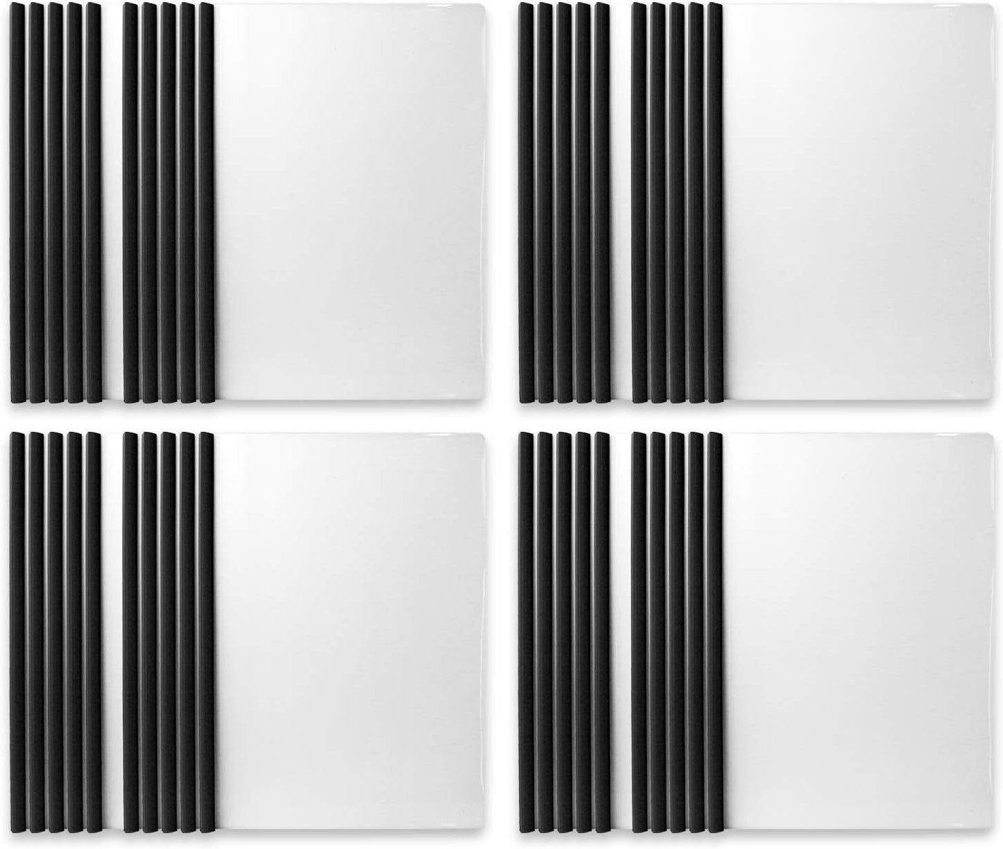 Binditek 12 Pack Clear Report Covers with Black Sliding Bars, 70 Sheet Capacity, 9mm Binding Bars, Letter Size, 5.5 Mil Thick, Black, for Students and Coworkers