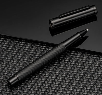 Hongdian Matte Black Forest Rollerball Pen with Schmidt Black Ink Refill, Classic Design with Metal Case for Business Signature