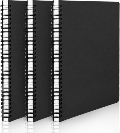 EUSOAR Spiral Notebook, A5 12packs 5.5"X8.3" 120 Pages Lined Travel Writing Notebooks Journal, Memo Notepad Sketchbook, Students College Office Business Subject Diary Ruled Book Journal-Black Cover