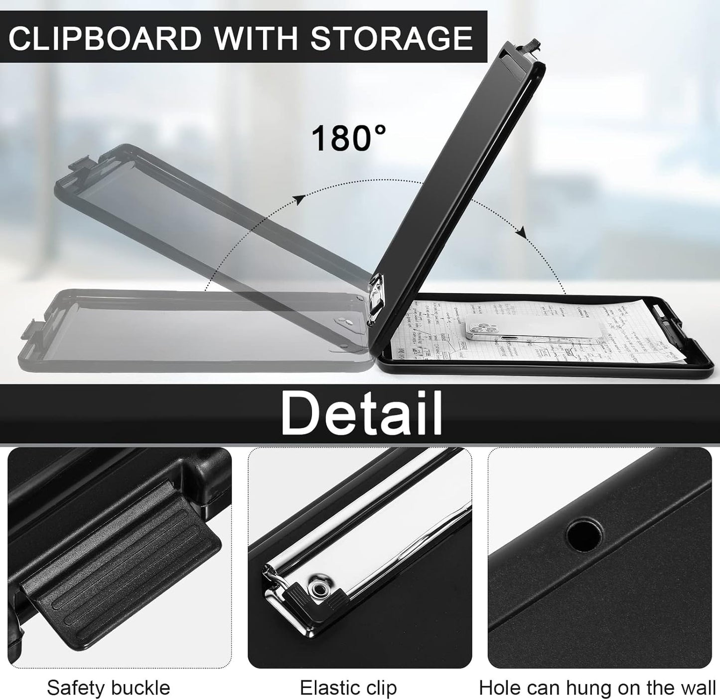 Geyee 16 Pcs Clipboard with Storage Plastic Foldable Nursing Clipboard Storage with Pen Holder 9. 5 x 13. 4 Inch Foldable Clip Board with Low Profile Clip for Student Teacher Nurse Office Supplies
