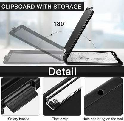 Geyee 16 Pcs Clipboard with Storage Plastic Foldable Nursing Clipboard Storage with Pen Holder 9. 5 x 13. 4 Inch Foldable Clip Board with Low Profile Clip for Student Teacher Nurse Office Supplies