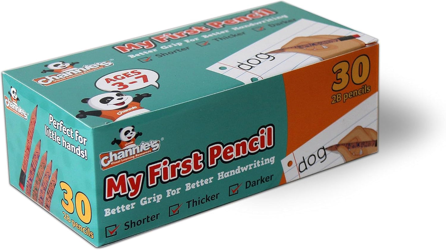 Channie's My First Pencil, Easy-to-Hold Jumbo Pencils for Preschoolers, Kindergarteners & 1st Graders, Brown Wooden 2B Fat Pencils for Kids Ages 3-7, 2 Pack (5 Each) + Sharpener