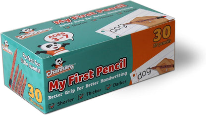 Channie's My First Pencil, Easy-to-Hold Jumbo Pencils for Preschoolers, Kindergarteners & 1st Graders, Brown Wooden 2B Fat Pencils for Kids Ages 3-7, 2 Pack (5 Each) + Sharpener