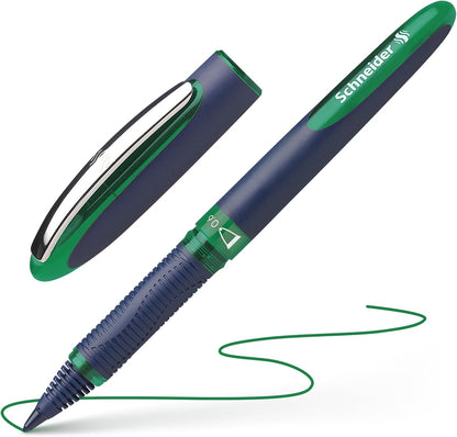 Schneider One Business Rollerball Pen, 0.6 mm Ultra-Smooth Tip, Blue Barrel, Black Ink, Box of 10 Pens (183001)